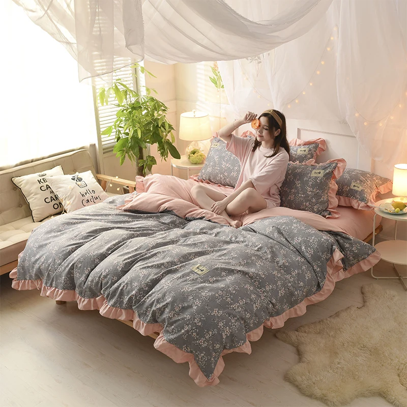 Чистый хлопок стиль принцессы пододеяльник покрывало домашний комплект