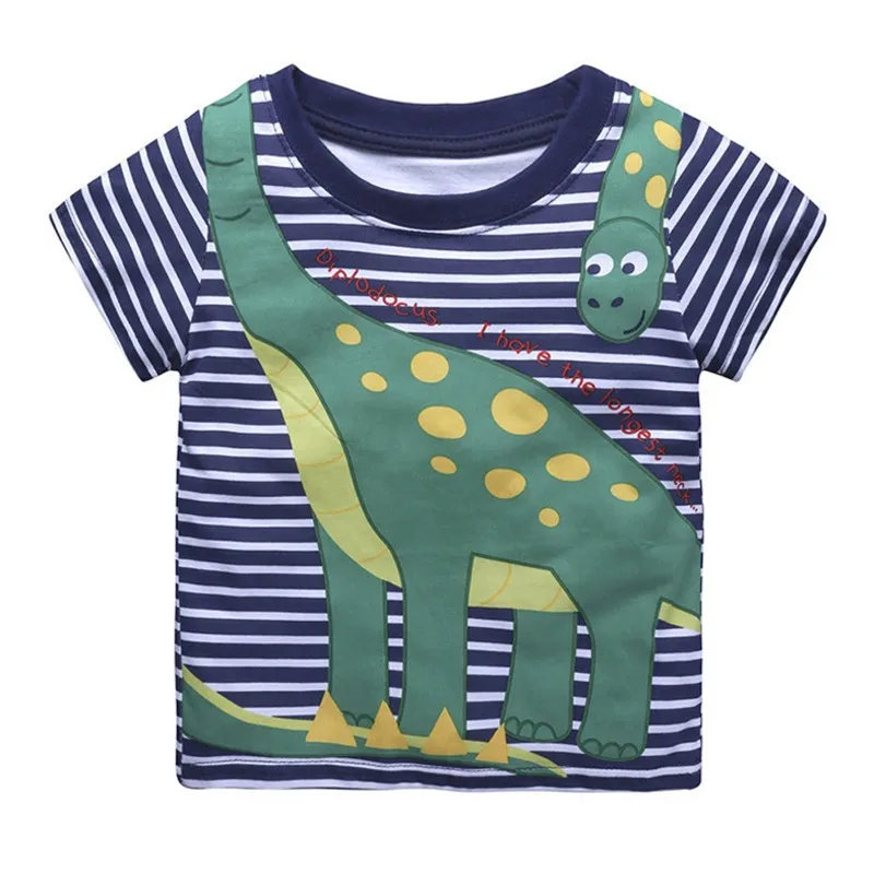 DINOSAUR Новая стильная футболка с героями мультфильмов для маленьких мальчиков Детская летняя футболка с короткими рукавами и принтом сильного тигра, высокое качество, jumping meter - Цвет: DINOSAUR