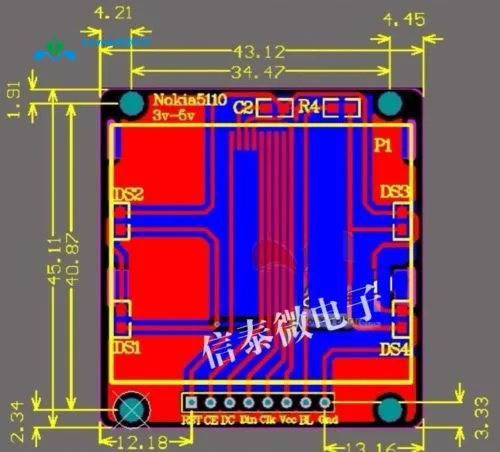 84x4 8 модуль ЖКД синий адаптер для подсветки PCB 5110 LCD Arduino