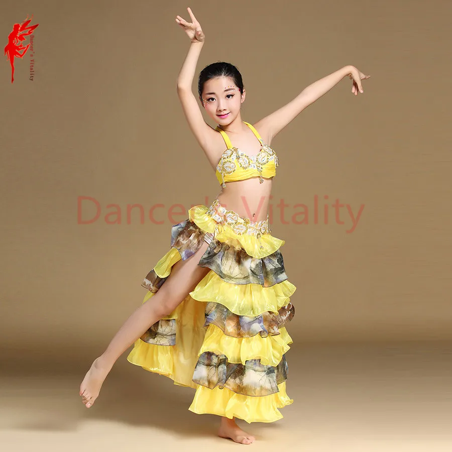 Одежда для танца живота девочек бюстгальтер ручной работы с бриллиантами + юбка