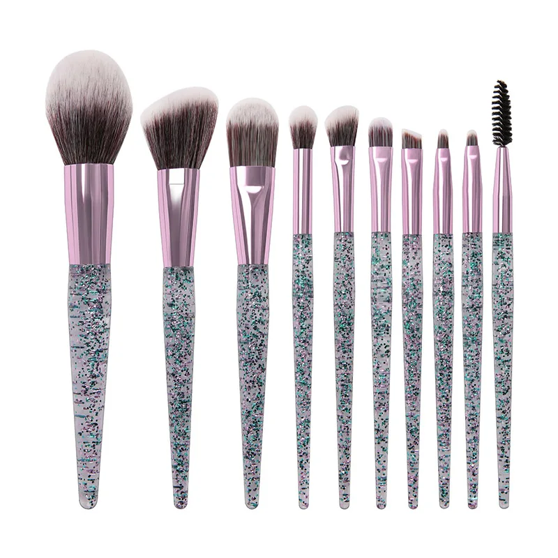 

Makeup Brushes Purple Highlighting Contour Blending Shading High Quality Makeup Brush Set 10 Pcs With Bag