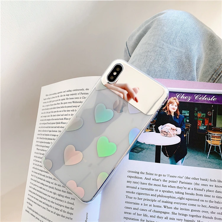 Лазерный любящее сердце Прозрачный чехол для телефона iphone XS Max X XR 8 7 Plus мягкий IMD