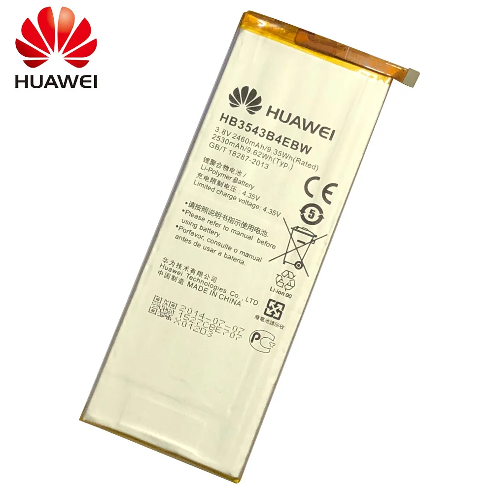 Оригинальный аккумулятор для телефона Hua Wei HB3543B4EBW Huawei Ascend P7 L07 L09 L00 L10 L05 L11 2460 мАч