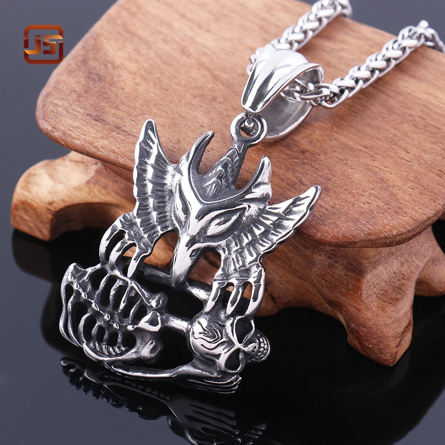 2017 Новый Нержавеющая сталь Готический скелет череп животных Орел Подвески