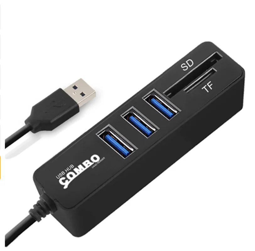 3 Ports USB Black Usb-хаб Combo USB 2,0 концентратор мульти USB Высокоскоростной разветвитель портативный порт 3/6 SD/TF кард-ридер для ноутбука ПК компьютера - Цвет: 3 Ports USB Black
