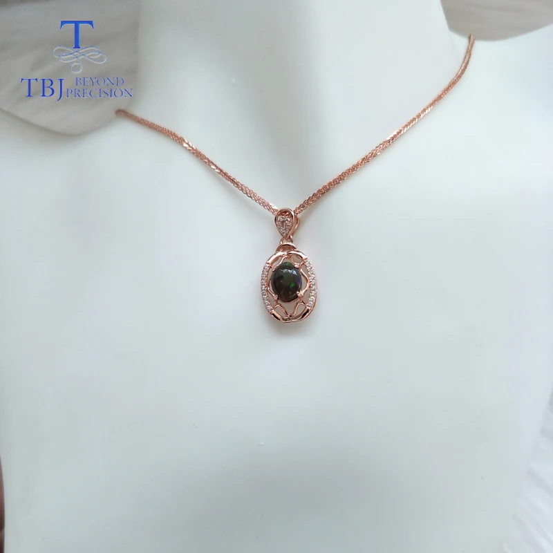 TBJ, 925 пробы Серебряный Опаловый кулон натуральный камень Овальный 6*8 мм простой дизайн ювелирные украшения для женщин юбилей или повседневная одежда