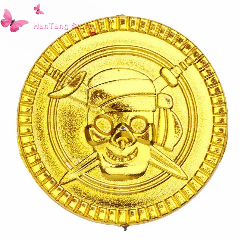 100 шт Пластиковые Золотые сокровища в виде монет пират золотые монеты реквизит