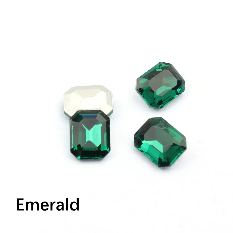 Emerald Разноцветные стразы для дизайна ногтей с кристаллами AB, золотые стразы, прямоугольные камни, драгоценный камень для ногтей, художественные талисманы, 3D украшение, маникюр, доступ - Цвет: Emerald
