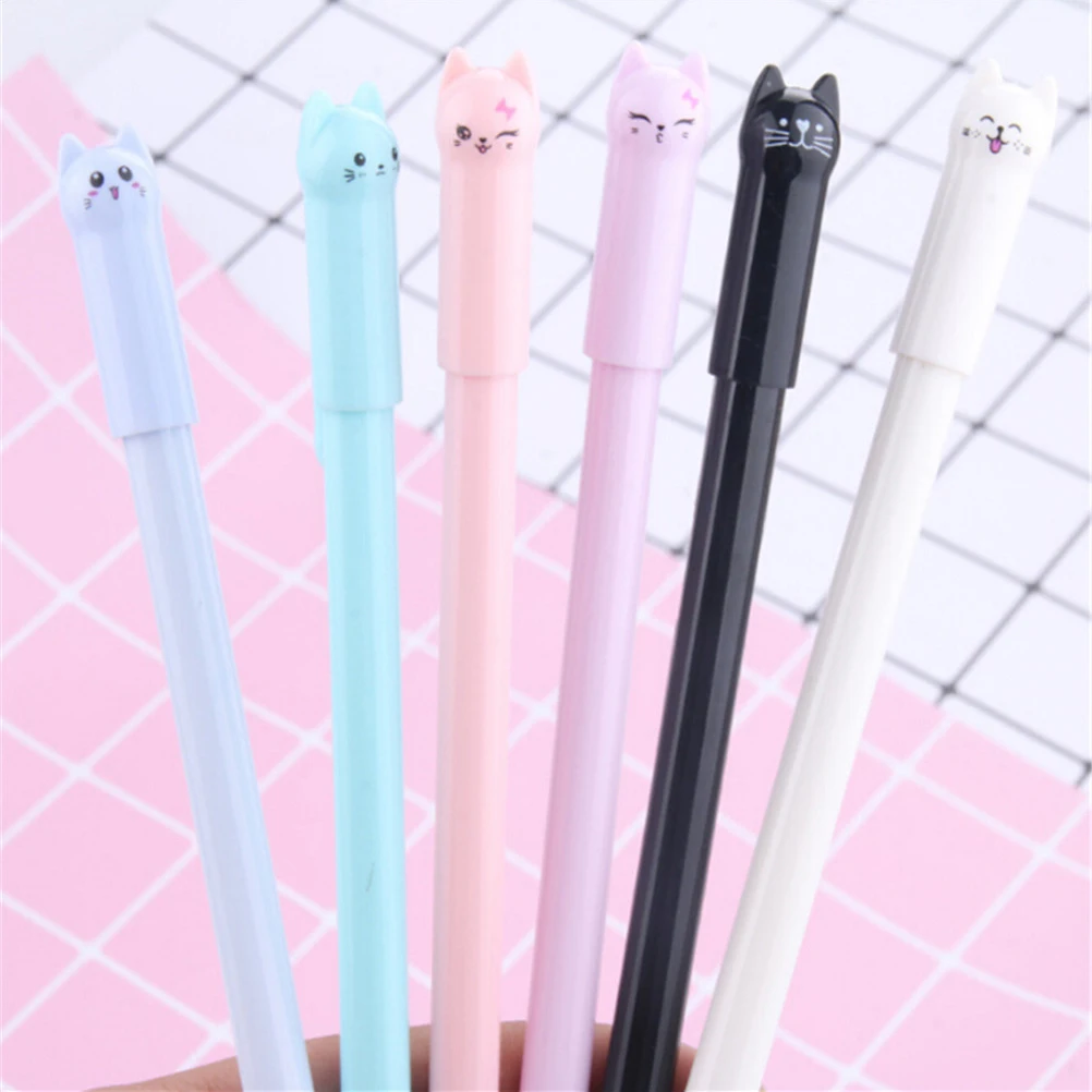 

5 Pcs/lot Colorful Cat Gel Pen Kawaii Stationery Pens Canetas Material Cartoon Escolar Office School Supplies Drawing Toy