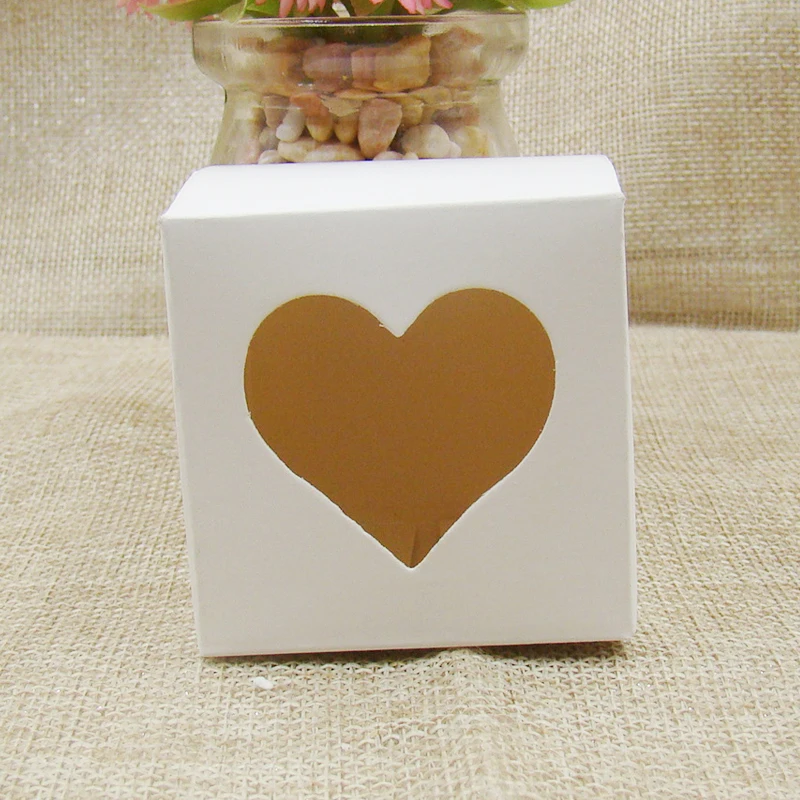 2017 новое 5*5*5 см белое/черное окно в форме сердца коробки для кексов новый стиль