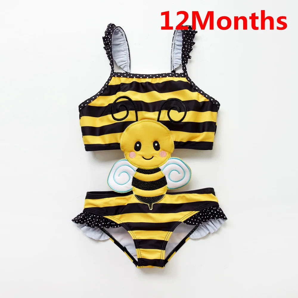 12Months Kavkas/цельный купальник для новорожденных девочек с вышивкой пчелы и насекомых; детский купальный костюм для девочек; Banadores Bebes Nina; комплект - Цвет: 12Months