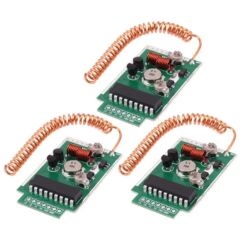 3Pcs 1/2/3 шт 390 МГц DC9V 4000 м RF пульт дистанционного управления Беспроводной модульный передатчик большой Мощность 4 км междугородние печатной платы пусковое устройство, свободные руки, ресивер, набор - Цвет: 3Pcs