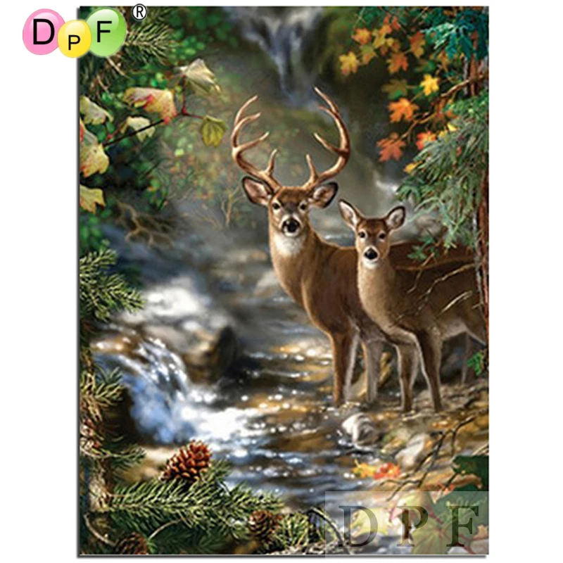 DPF Алмазная вышивка река олень алмазная живопись крестиком набор для алмазной