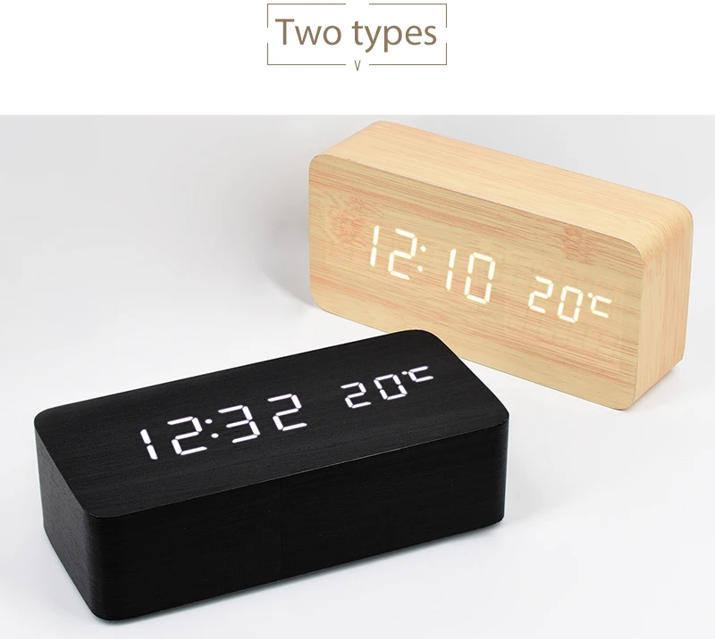 TXL bamboo mute прикроватные часы Цифровые будильники Современный Лаконичный светодиодный студенческие часы креативная спальня практичное украшение