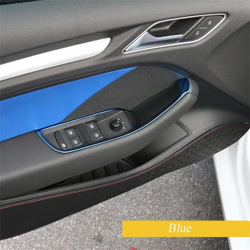 Blue Автомобильный Стайлинг переключатель для автомобильных окон панели внутренние блесток хромированной нержавеющей стали для Audi A3 2013- hatchback sedan автомобильные аксессуары - Название цвета: Blue