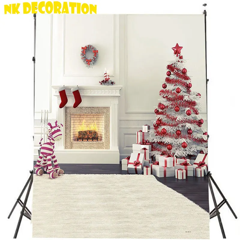 НК УКРАШЕНИЯ Фотографии Фоном Камин Рождественские Зимние Тема 5 * 7ft Фонов Дети