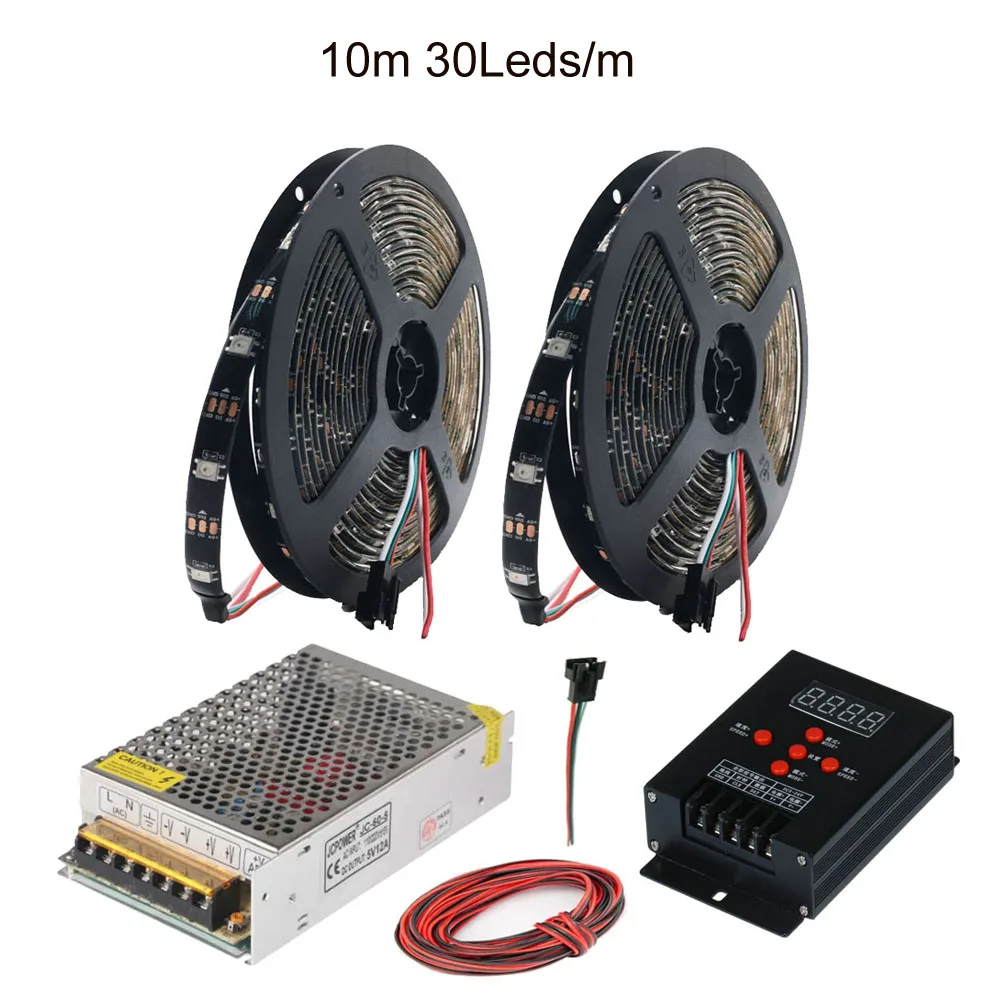WS2812B WS2812 RGB светодиодный светильник лента T-500 полноцветный интеллектуальный RGB светодиодный контроллер DC5V светодиодный трансформатор комплект 5 м 10 м 15 м - Испускаемый цвет: Зеленый