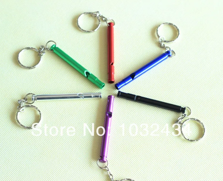 

Wholesale 1200 pcs/lot Safety Survival kit Emergency Whistle Key Chain Aluminum Alloy Metal Camping Tools- Free Shipping