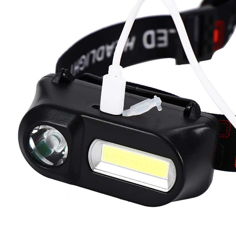 Открытый Кемпинг портативный мини Xpe + cob светодиодный налобный фонарь Usb зарядка