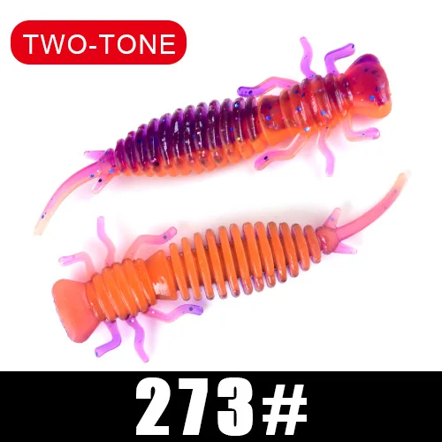 FISH KING 55mm 76mm 89mm Larva Fishing Lures 25colors Soft Plastic Lures Larva Freshwater Swimbait Silicone Soft Bait Worm - Цвет: 273