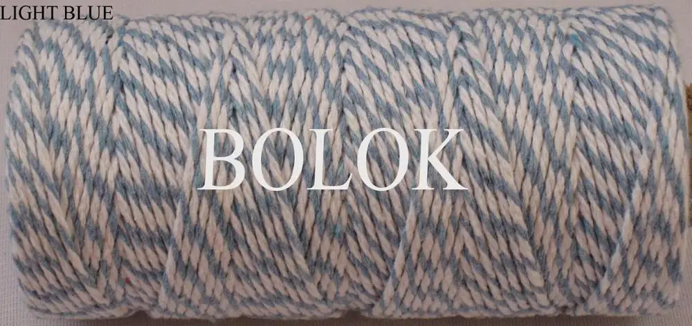 1 piece(110yards) 19 kinds color choose double color Cotton Baker twine(dia.: 2mm for gift packing, cotton twine 12ply BY EMS - Цвет: light blue