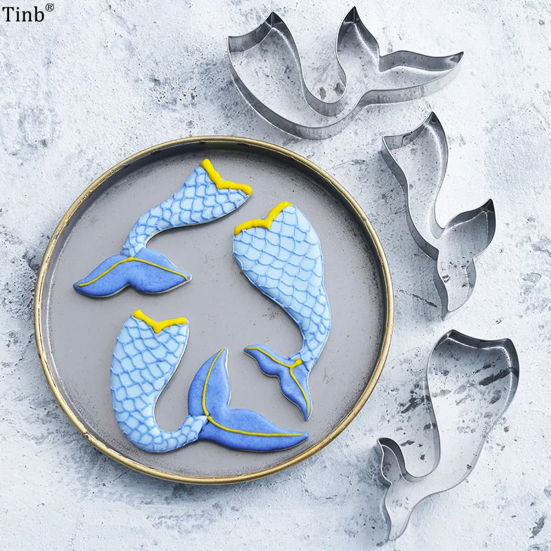 Stainless Steel Cookie Cutters Mermaid Tail Cookie Stamps Bakeware Cookie Mold Cake decorating tools Biscuit Mold Kitchen Baking
