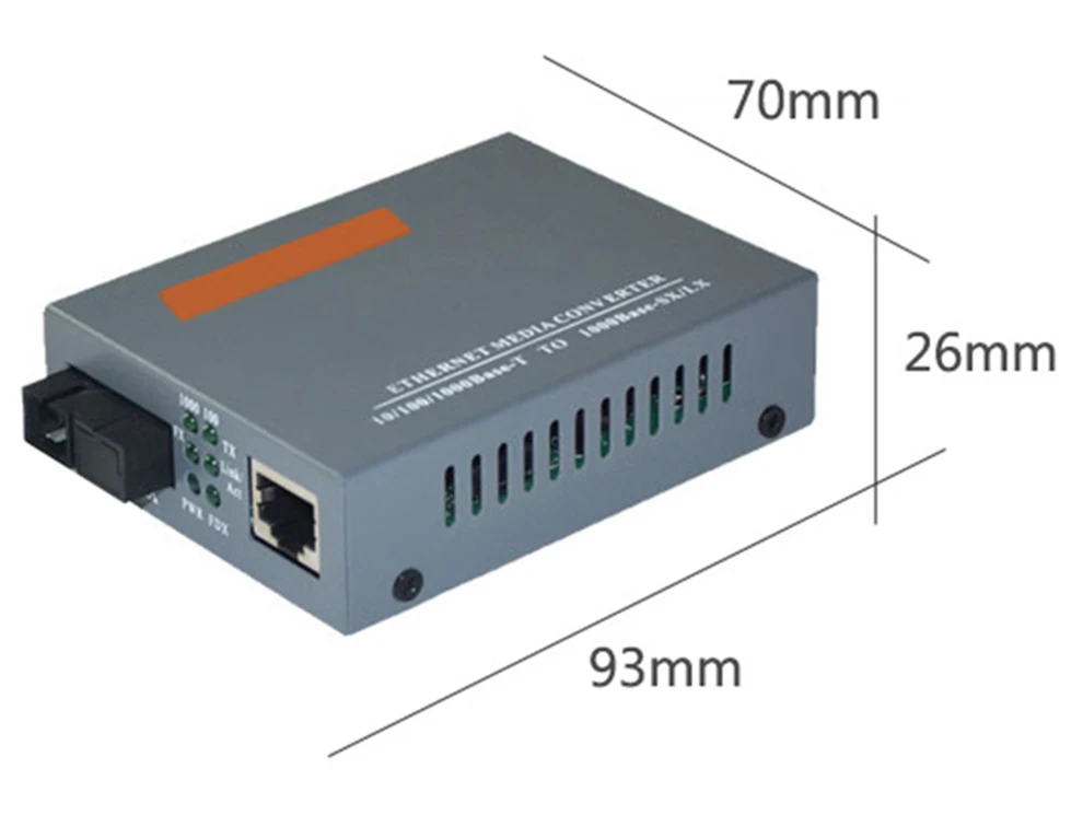 Гигабитный волоконно-оптический медиаконвертер HTB-GS-03 A& B 1000 Мбит/с одномодовый одиночный волоконный SC порт внешний источник питания