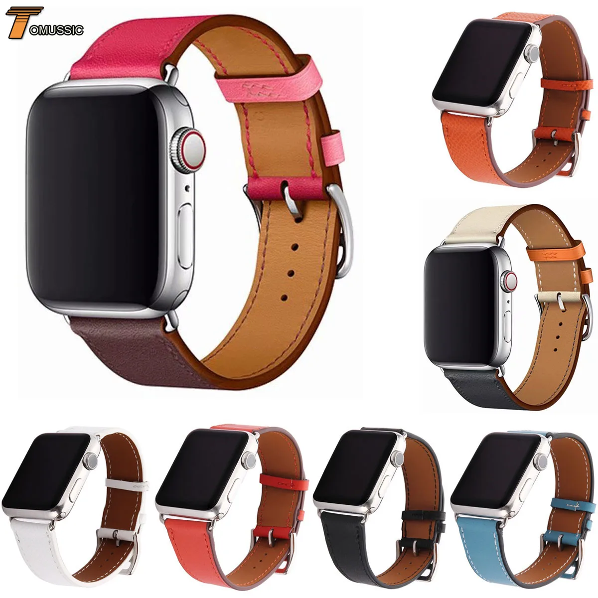 Buy 2018 New Single Tour Band for Apple Watch Series 4 3 2 1 Genuine Leather Strap iWatch 44mm 40mm 42mm 38mm Wrist on