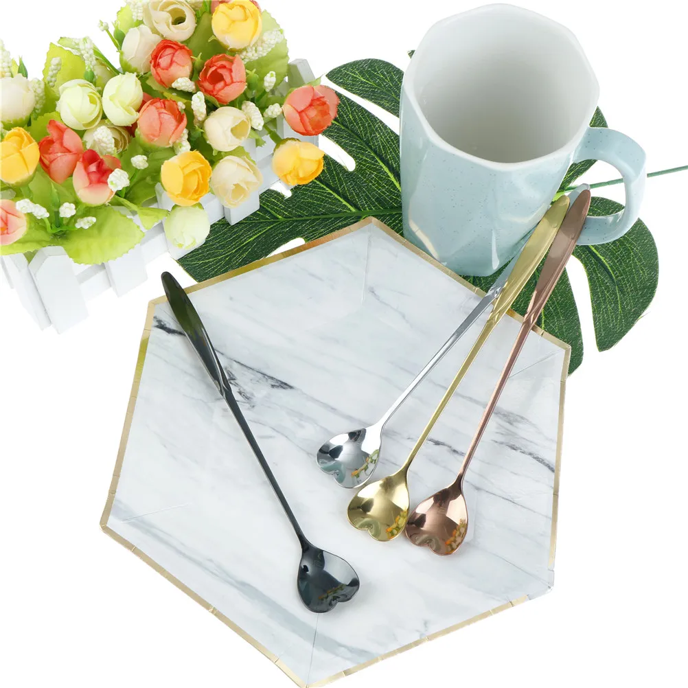 1pcs Stainless Steel Heart Shaped Stirring Spoon Flatware Ice Tea Dessert Tableware Kitchen Accessories 18*2.5cm | Дом и сад