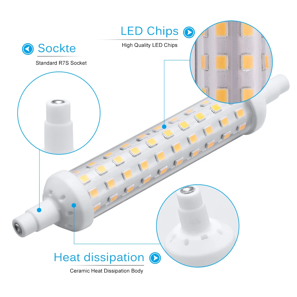 Светодиодная лампа 6 Вт 10 R7S с регулируемой яркостью светодиодная 450 люмен 1000 360