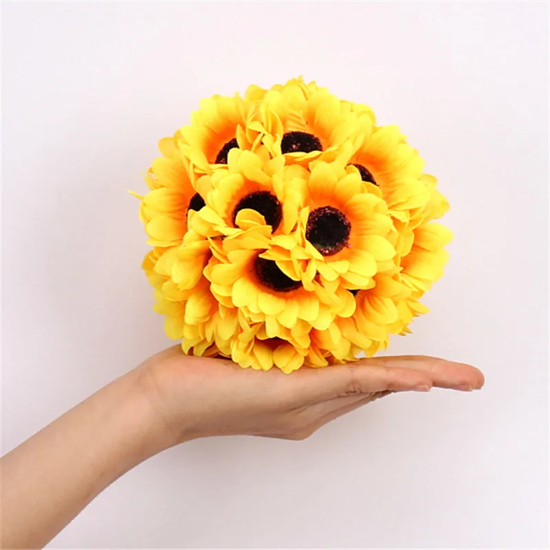 C 14cm Имитация подсолнуха цветок шар дома дверь стены украшения искусственный цветок для свадьбы сцена макет рождественские вечерние украшения потолка - Цвет: C 14cm