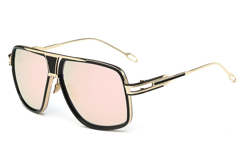 Gold w pink LEIDISEN стиль Солнцезащитные очки Мужские брендовые дизайнерские солнцезащитные очки для вождения Oculos De Sol Masculino Grandmaster Квадратные Солнцезащитные очки - Цвет линз: Gold w pink