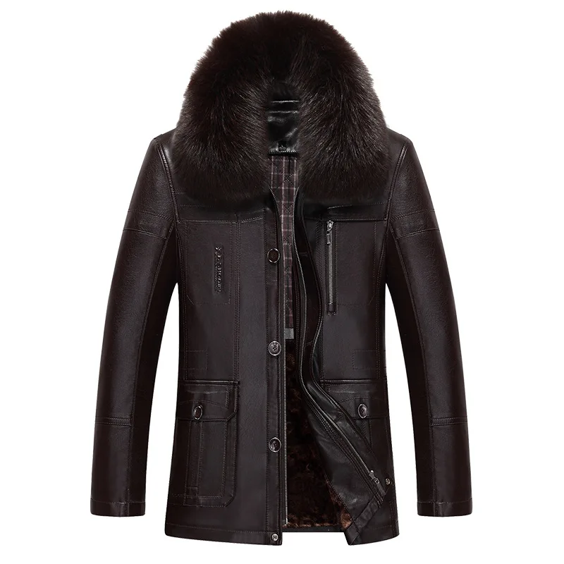 

New Fashion Man Winter Fur Coat Middle-aged Men's Jacket Velvet Thickening Sheepskin Jackets Men's Leather Coat