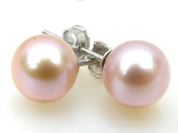 AAA+++ 7mm perfect round lavender pink akoya pearl earring stud 14k white gold | Украшения и аксессуары
