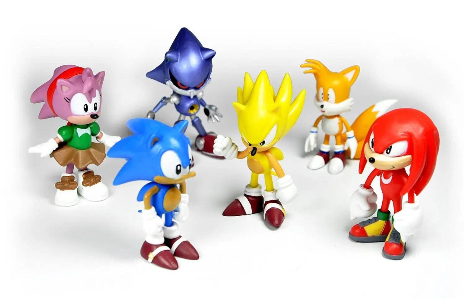 6 шт./лот " sonic the hedgehog фигурка Knuckles sonic Super sonic Amy Metal sonic and Tail TRU эксклюзивная модель игрушки