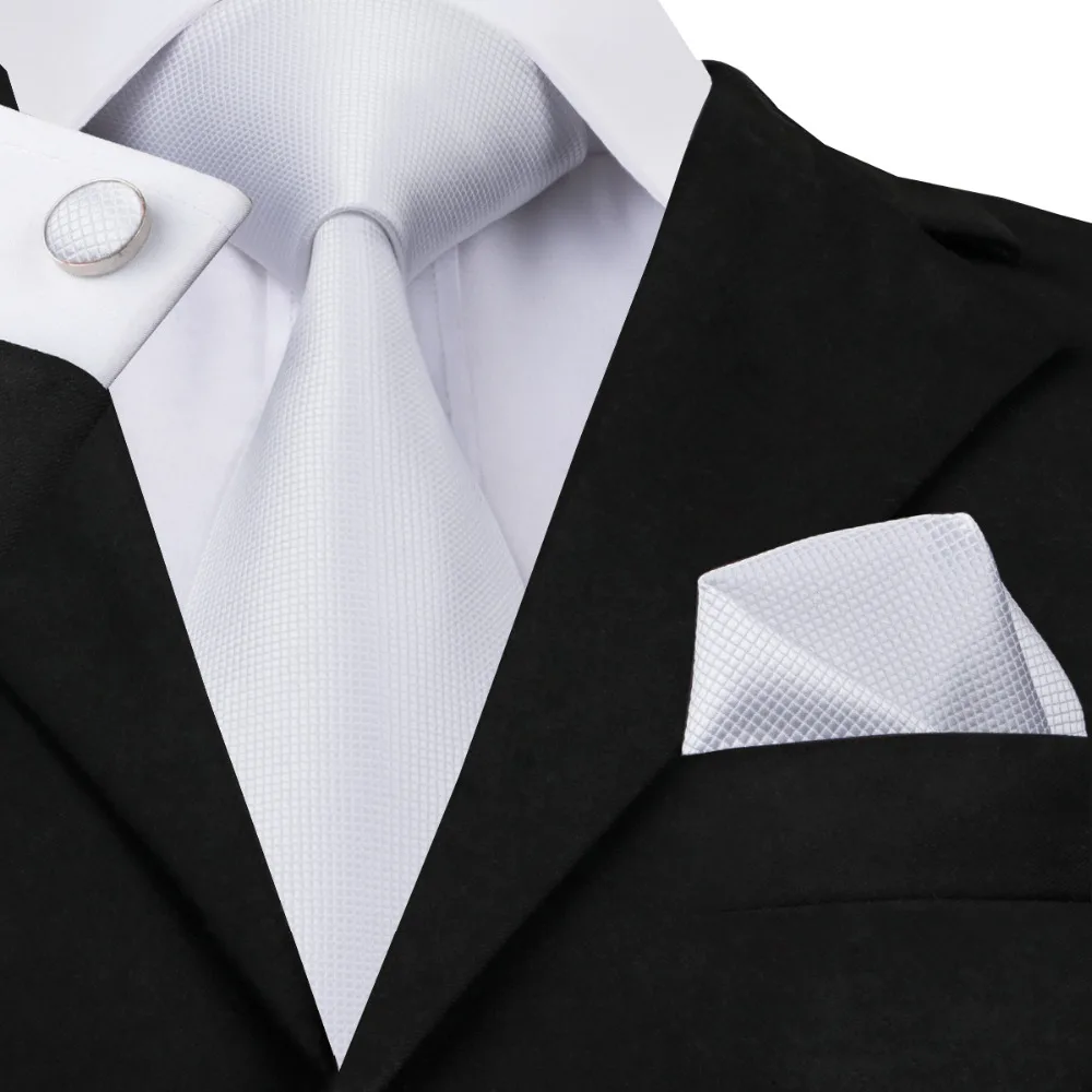 

Hi-Tie Men's Milk White Tie Silk Ties Set Jacquard Woven Necktie Handkerchiefs Cufflinks Set Ties For Men Wedding Corbatas C-341