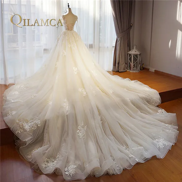 Robe de soiree 2018 Новое поступление свадебное платье цвета шампанского реальные