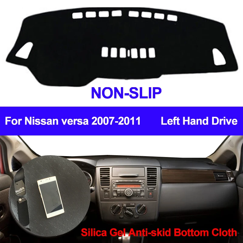 

TAIJS Car Dashboard Cover Silicone Non-Slip For Nissan Versa 2007 2008 2009 2010 2011 Dash Mat ANti-UV Carpet Automobile DashMat