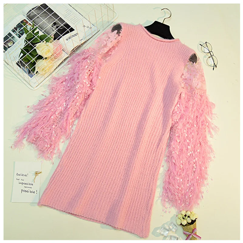 Winter Plus Size Sweaters Pullovers Korean Style Women Solid Long Sleeved With Tassel Hollow Out Knitted Sweater Sweter Mujer | Женская