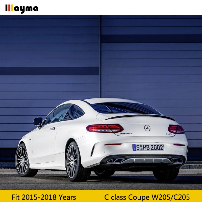 C63 Стиль углеродное волокно задний багажник спойлер для Benz C class C180 C250 W205 2 купе- год C205 автомобиль спойлер заднего крыла