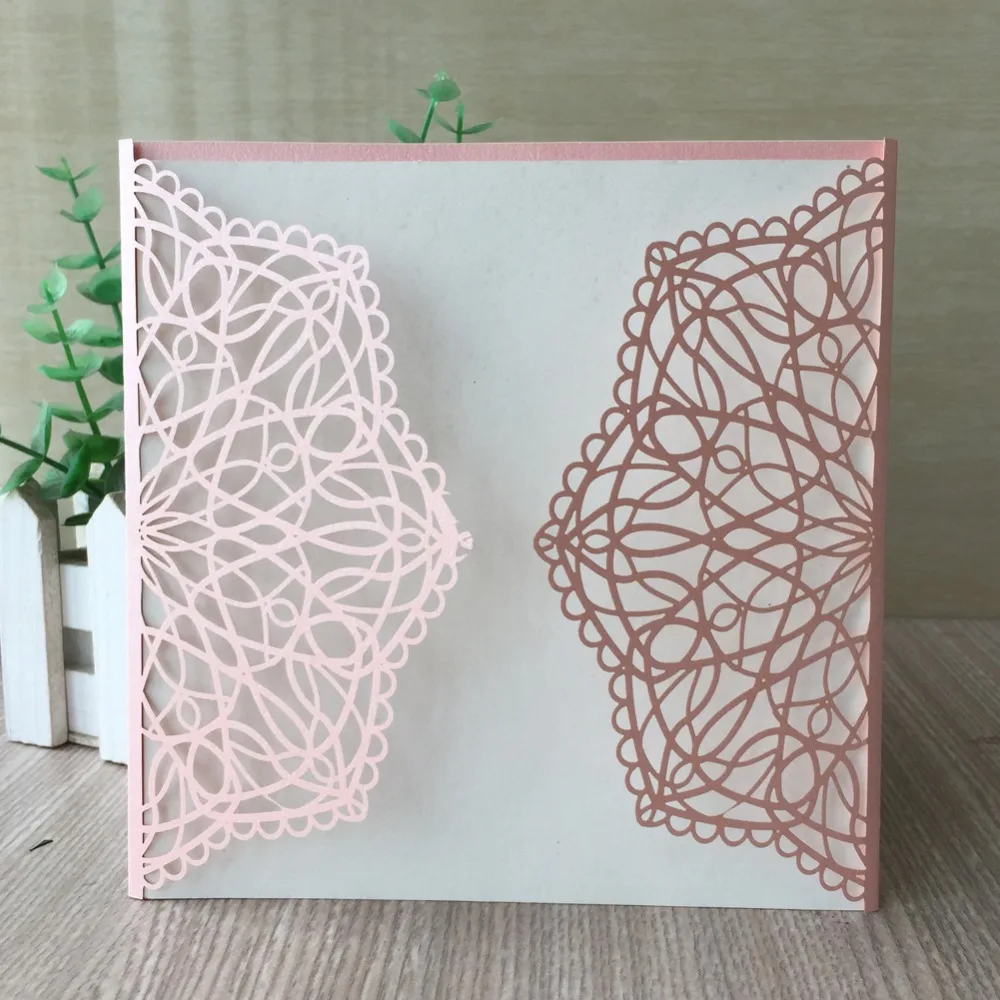 

50pcs/lot Delicate Carved Lace Pattern Invitations Card Event Party Supplies Wedding Invitations Birthday Party Decorations
