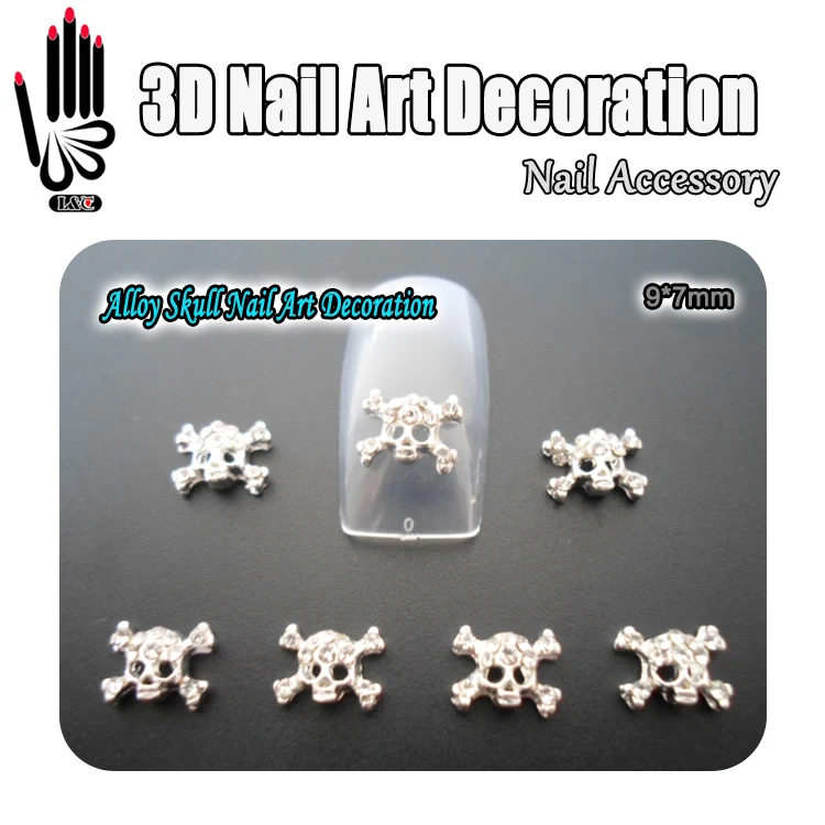 

Nail Art 10pcs/Lot 9*7mm 3D Alloy Skull Nail Art Glitter Crystal Nails Art Decoration Cellphone Rhinestone Sticker Free Shipping