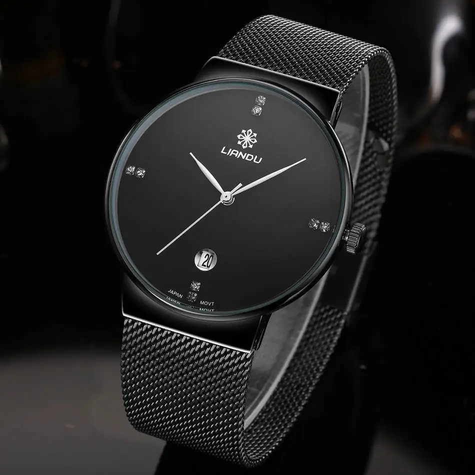 Роскошные мужские часы бренда LIANDU водонепроницаемость 30 м с датой спортивные
