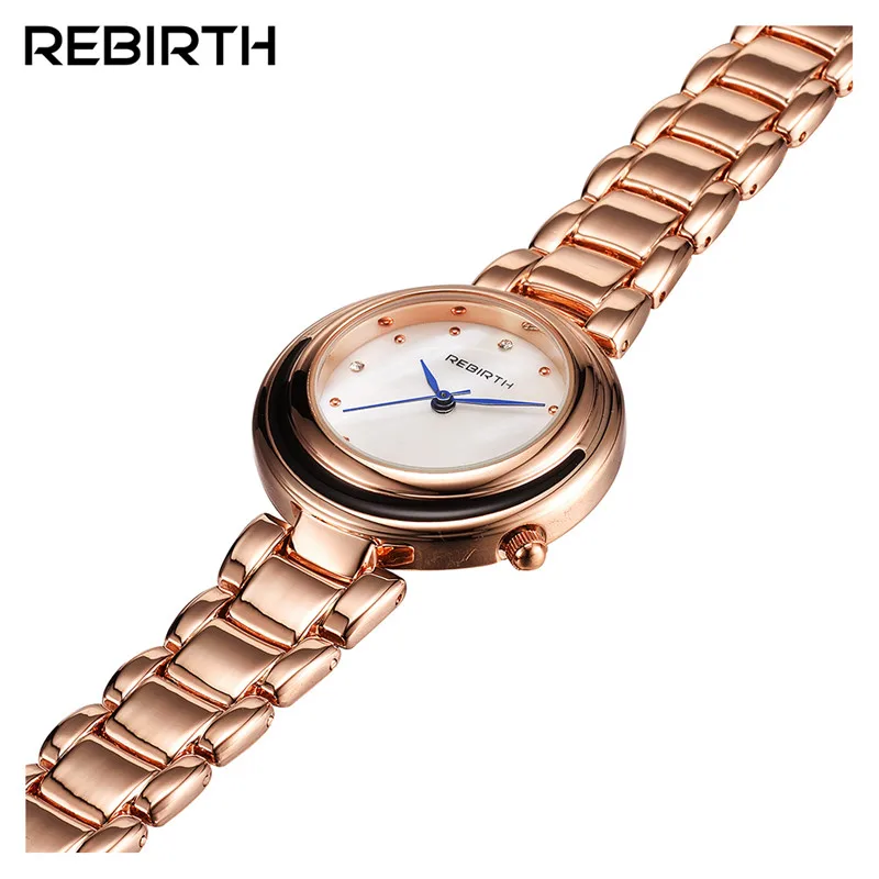 Женские наручные часы REBIRTH роскошные Брендовые Часы с розовым золотом и