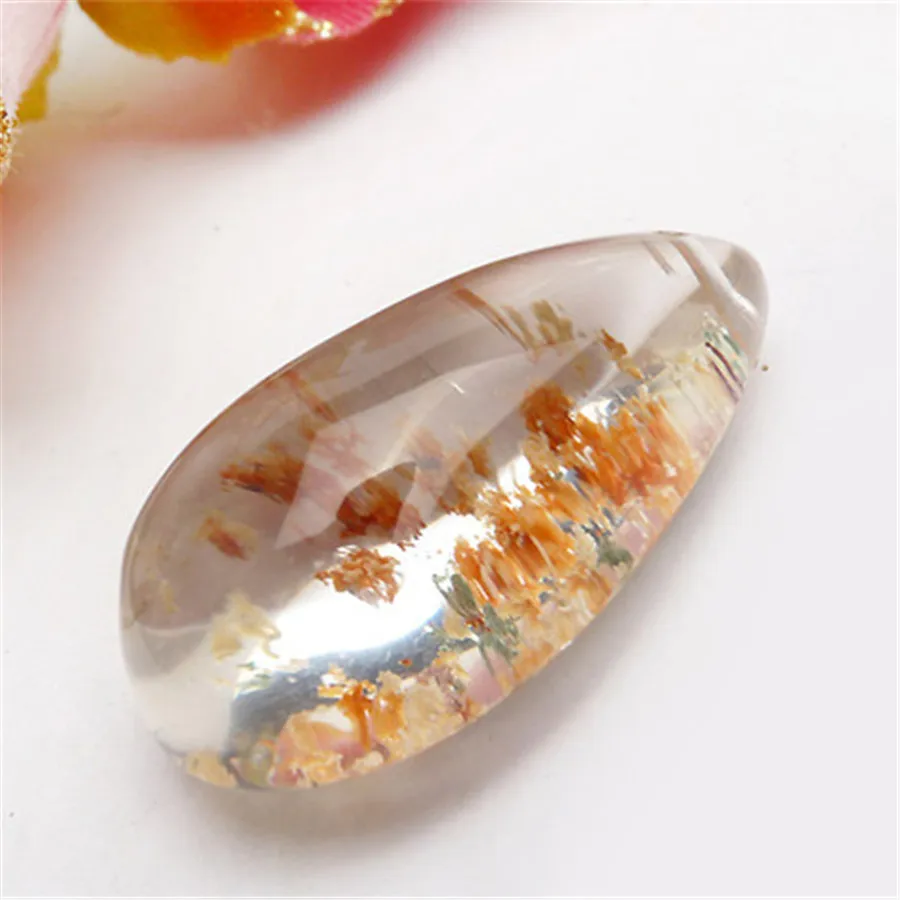 26x15x11mm Подлинная Природный сад Оранжевый Зеленый Фантом Кварцевый падения воды