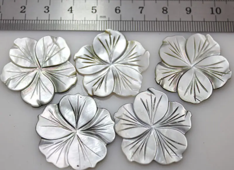 

Hot sell ->@@ N477 10pcs 30mm gray shell mother of pearl flower loose charm -Top quality free shipping