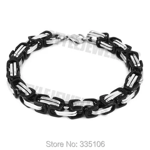 Оптовая продажа черный и серебряный Байкерский браслет на цепочке ювелирные