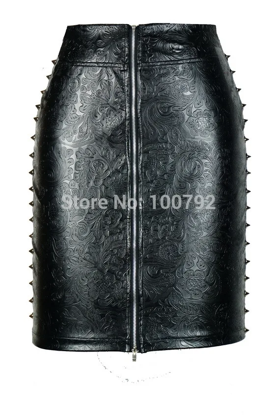 Новинка 2016 Женская юбка карандаш с двумя боковыми металлическими заклепками и