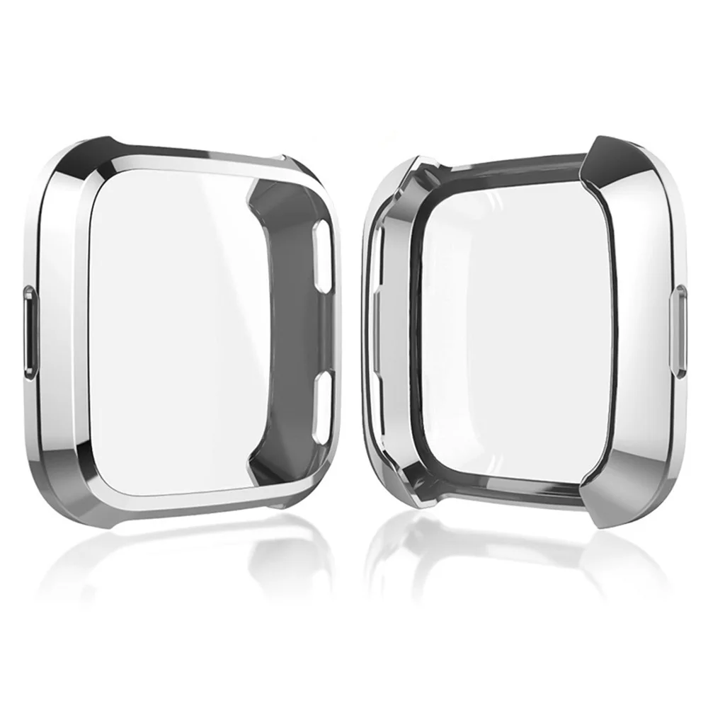 Silver AKBNSTED мягкие чехлы из термополиуретана Чехлы для Fitbit Versa полный экран Силиконовые серьги Чехол для Fitbit Versa Lite Smartwatch чехол - Цвет: Silver