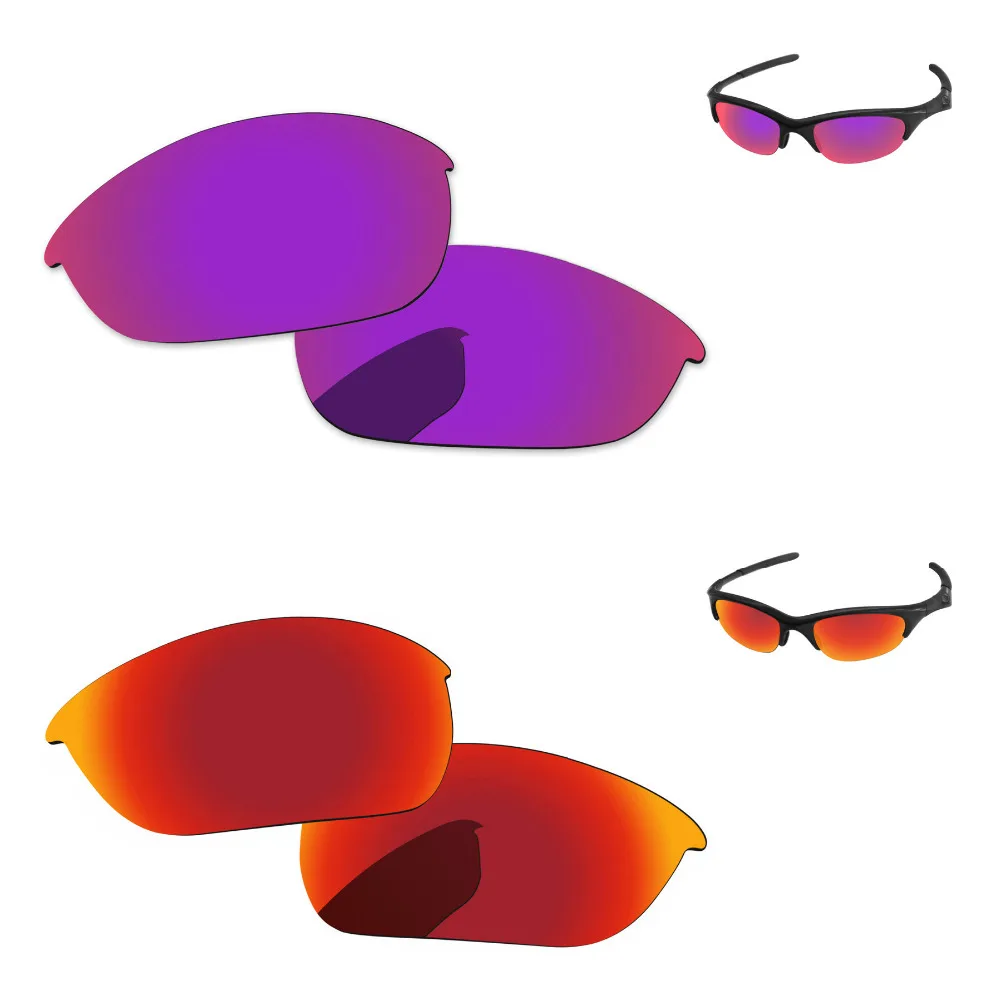 

Fire красный и фиолетовый красный 2 пары зеркальные поляризованные Сменные линзы для половины солнечные очки к куртке оправа 100% защита от UVA и ...